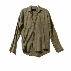 Popo Mens Tan Cotton Shirt Top Collared Solid Button Up 1-Pocket Long Sleeve 2XL